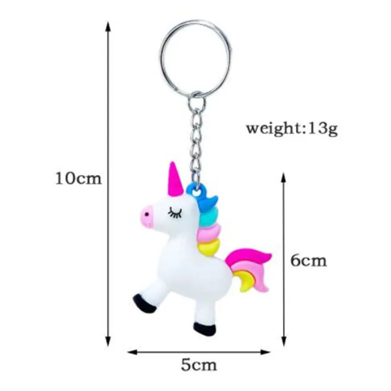 WKOUD Cute Fairytale PVC Unicorn Keychain Multi-style Horse Key Rings Holder Alloy Key Chain For Women Girls Gift Jewelry