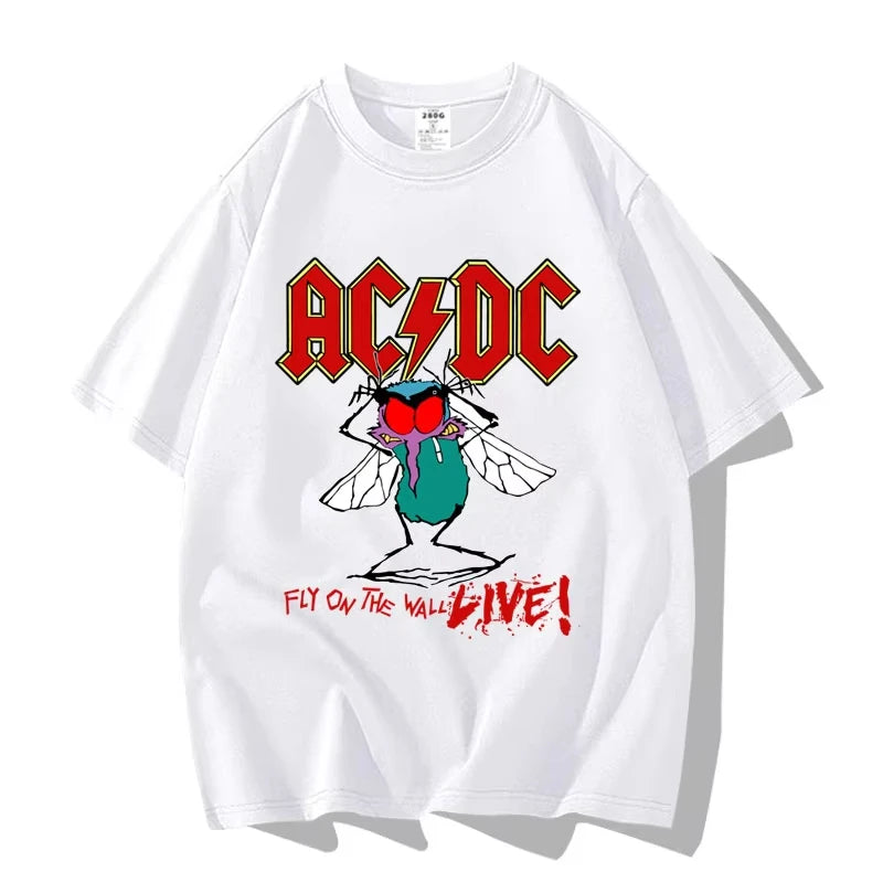 American Street Punk Rock Band ACDC Hip Hop Short Sleeve T-shirt Clothing Clothing Casual Men's and Women's 100% Cotton T-shirt