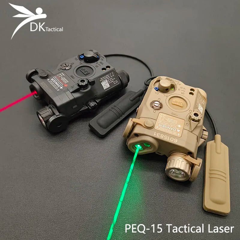 Tactical PEQ15 IR Laser Indicator Red Green Dot/White LED Weapon Laser Fit 20MM Rail Airsoft Outdoor Hunting Aiming Laser