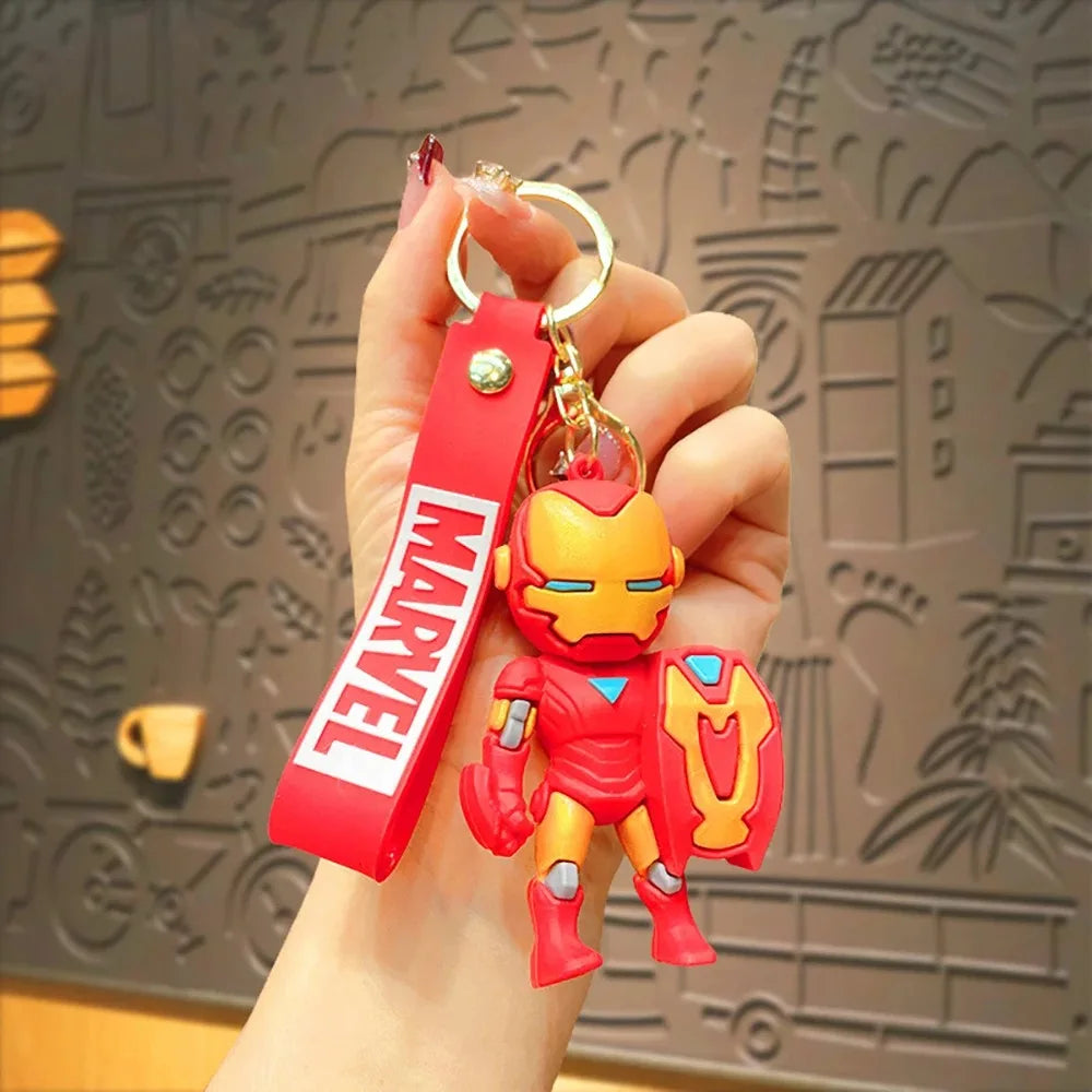 Classic Marvel Keychain Silicone Keyring for Spider Man Iron Man Hulk Key Holder Car Hanging Accessories Gifts Exquisite Gifts