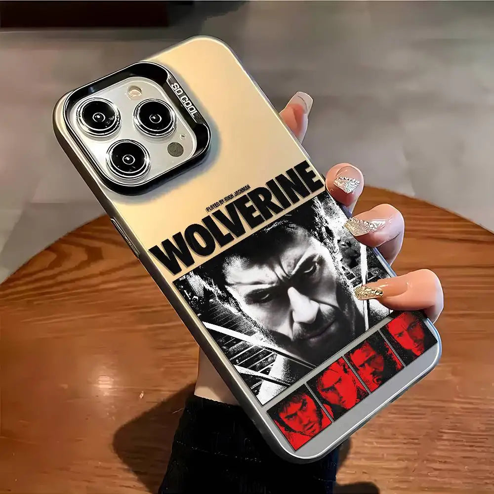 Fashion Wolverine Comic Phone Case For IPhone 16 15 14 13 12 11 Plus Pro Max Multicolor Aurora Laser Shockproof Funda Cover