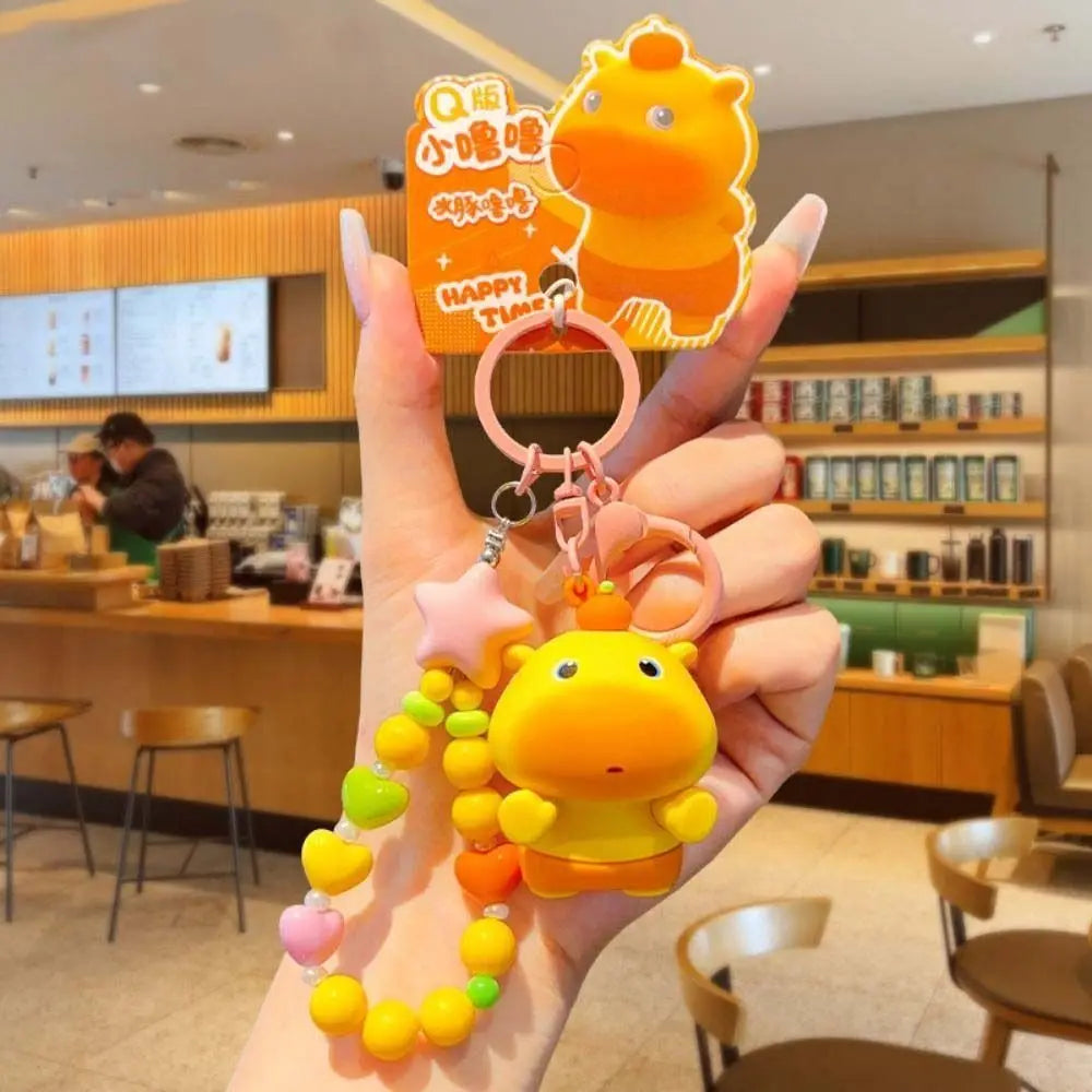 Creative PVC Capybara Key Ring Bag Charm Cute Expression Lulu Doll Keychain Q-version Beading Cartoon Phone Chain Kids