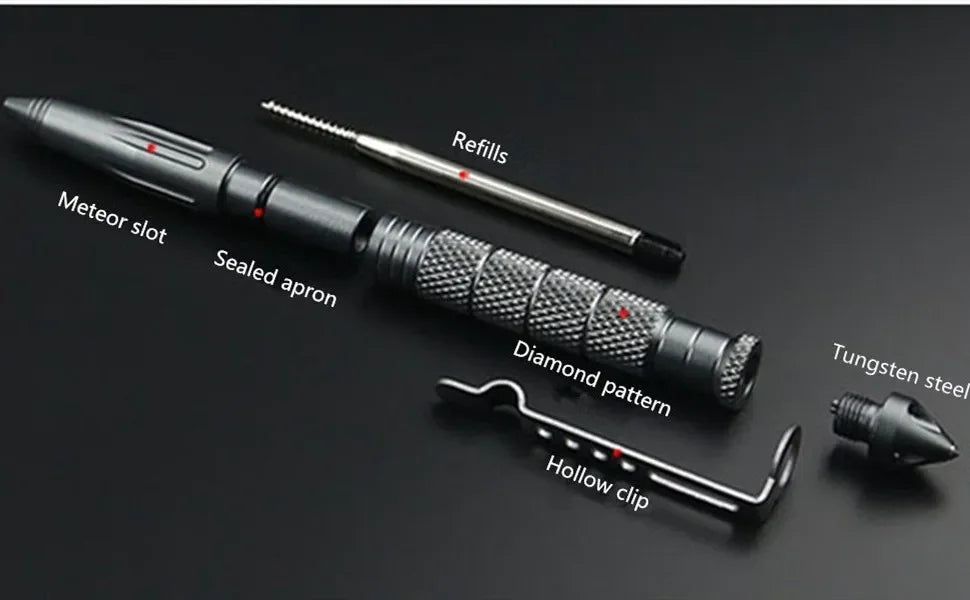 Military Tactical Pen, Professional Self Defense Pen, Emergency Glass Breaker Pen - Tungsten Steel, Writing Tool