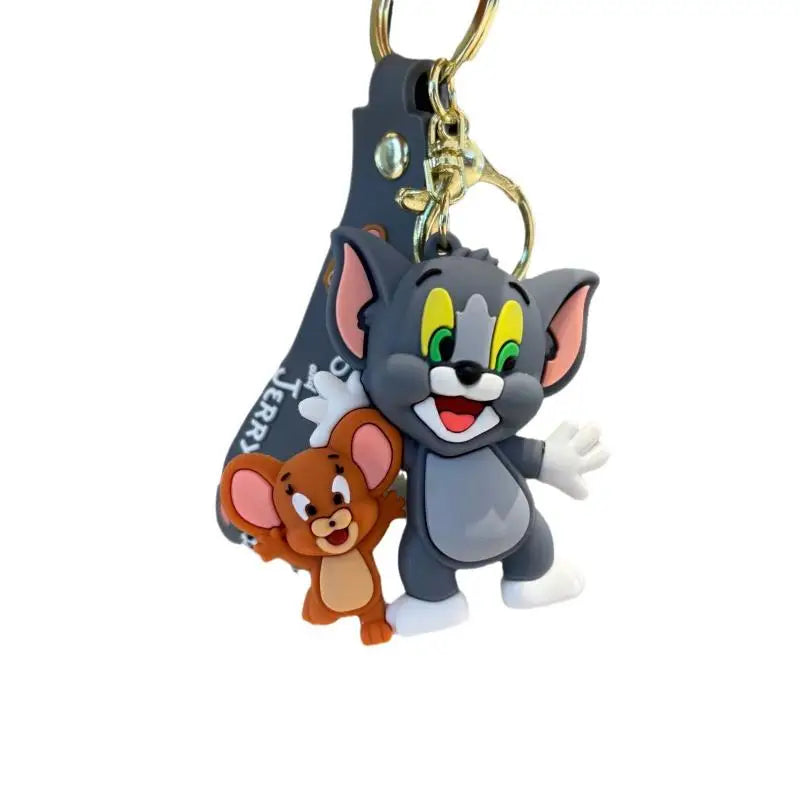 Cartoon Animation Tom and Jerrys Anti-Fall Key Chain, Cute Pvc Doll Car Key Chain, Couple Bag Decoration Pendant, Kawaii Gift