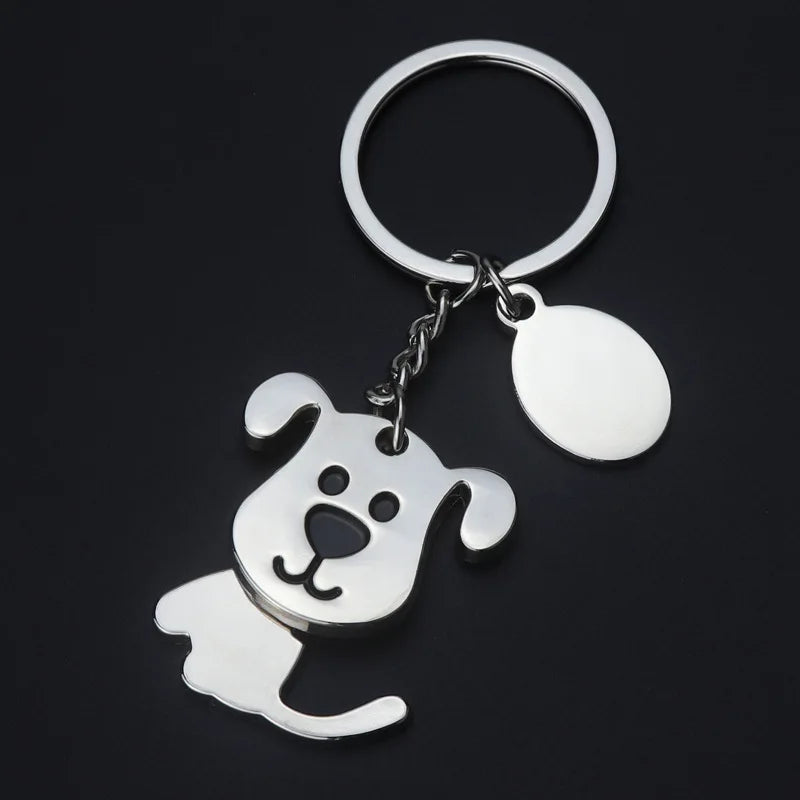 Fashion Cute Pet Cat And Dog Keychain Creative Backpack Car Metal Key Chain Pet Shop Promotional Gift