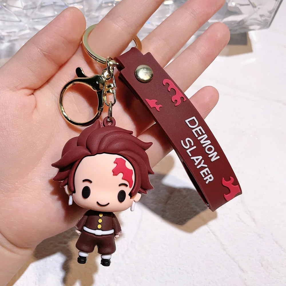 Anime Demon Slayer Pendant Keychain Cute Kamado Tanjirou Rengoku Kyoujurou Keychain Cosplay Keyring Souvenir Gift