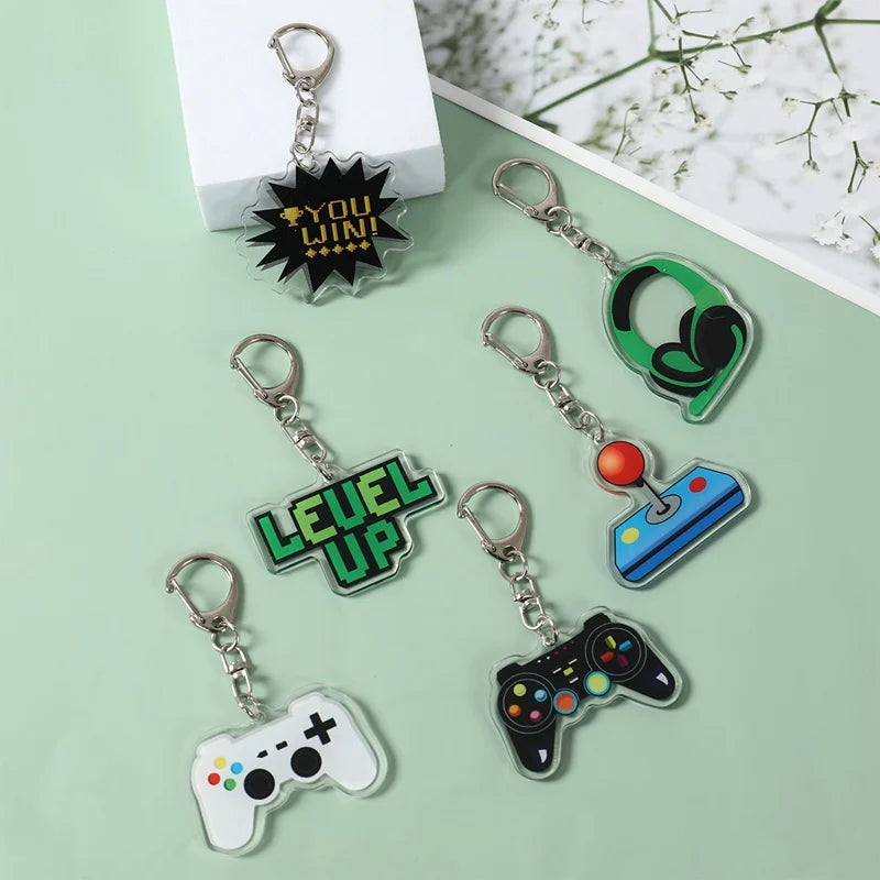 6Pcs Cute GamePad PVC Keychain Video Game on Theme Backpack Pendant for Boys Kids Birthday Game Night Party Favors Party Fillers