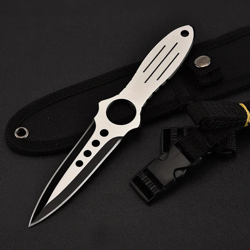 Tactical Training Fixed Blade Knife, Survival Diving Leg Knife with Sheath, Outdoor Camping Hunting Tool for Wilderness