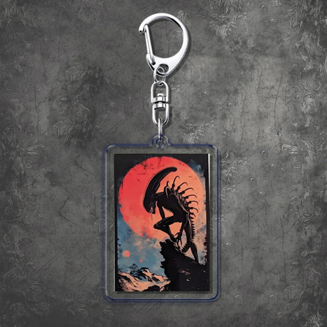 Horror Scary Classic Movie Keychain Key Chain Ring for Bag Xenomorph Sci Fi Keyring Jewelry Gamer Fans Gaming Gift