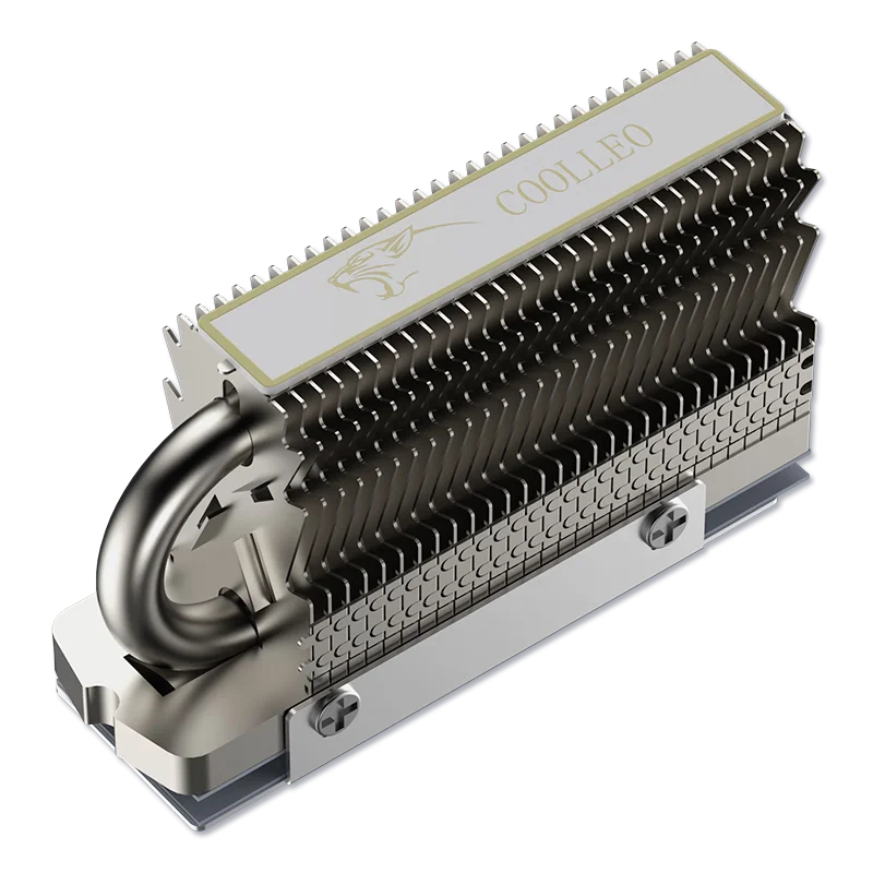 COOLLEO HR-09 M.2 2280 SSD Heatsink Fully Electroplated Reflow Welding AGHP HeatPipe 2280 NVMe SSD Cooler