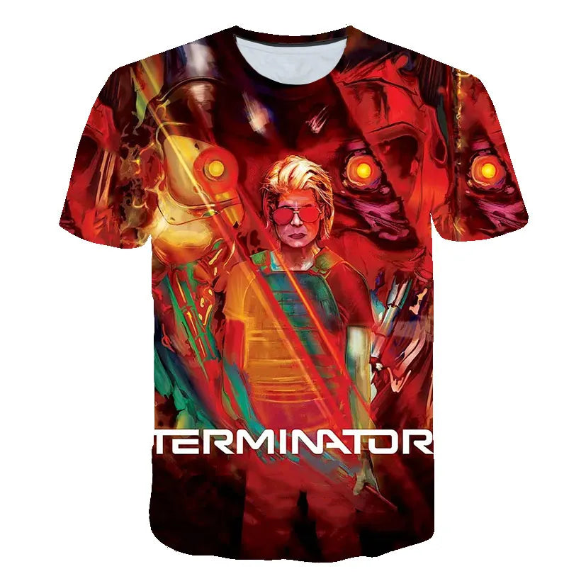 Movie Terminator T-Shirts Male 3D Print Men Women Fashion Short Sleeve O-Neck T Shirt Oversized Streetwear Kids Y2k Top Clothing