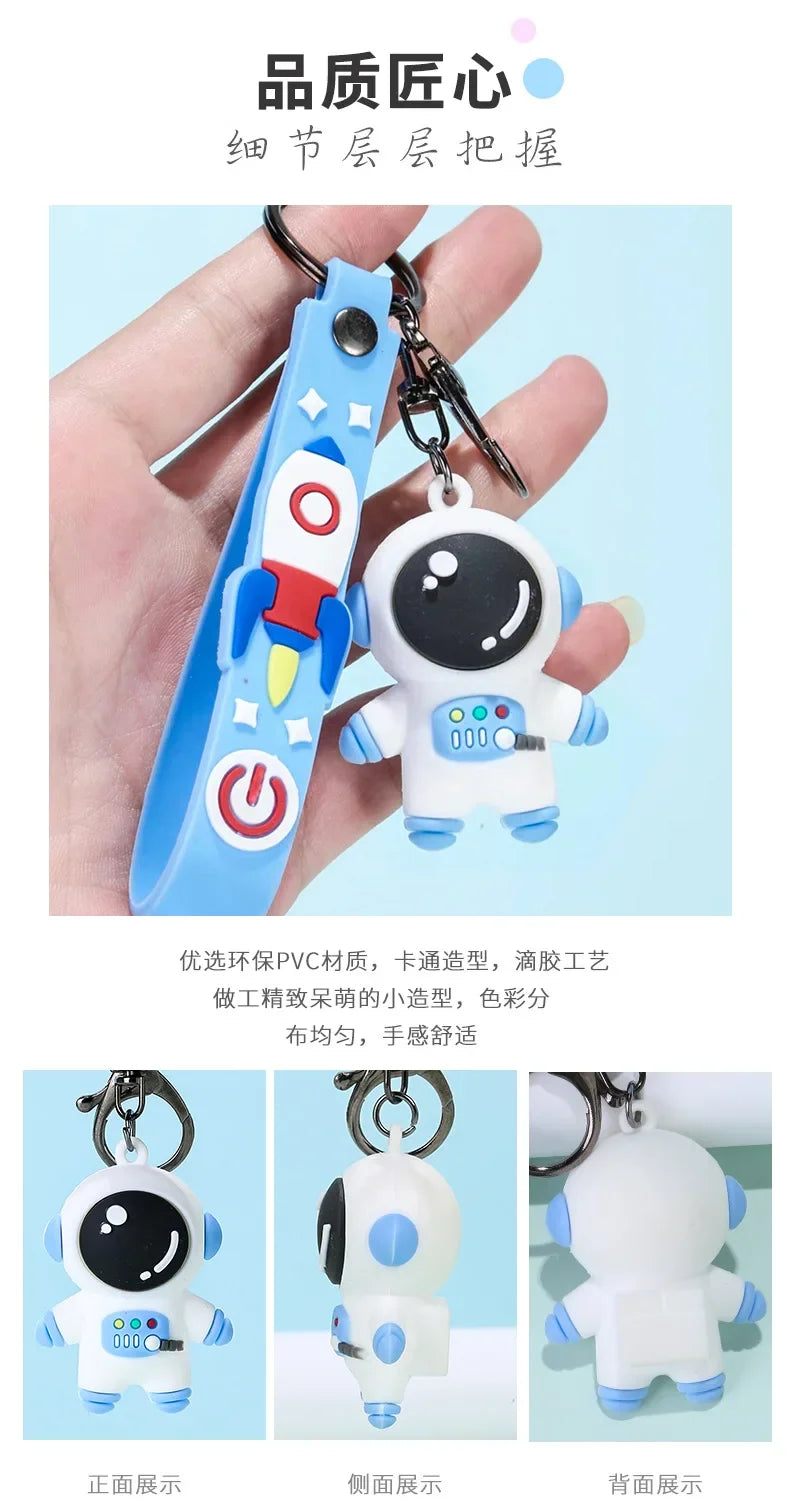 Cute PVC Colorful Astronauts Keychain Tassels Gloomy Bear Rabbit Ears Car Backpack Key Chain Pendant Jewelry Gifts for Women