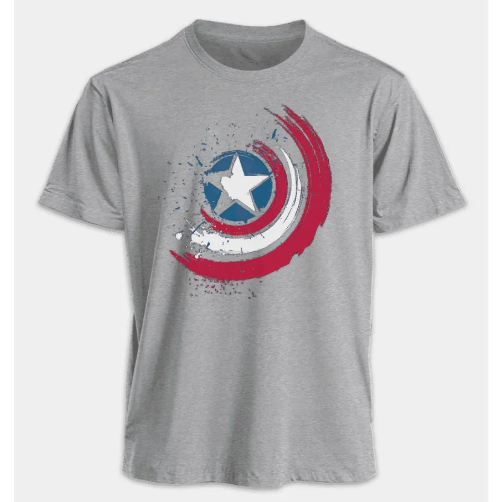 Marvel Men's and Women's T-shirts Captain America Summer Spring and Autumn New Classic Oversized Sporty Trendy Short-sleeved