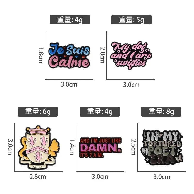 Pop Music Singer Lyrical Music Lyrics Enamel Pin In My Tortured Poet Creative Custom Brooch Lapel Badge Jewelry Gift For Friend