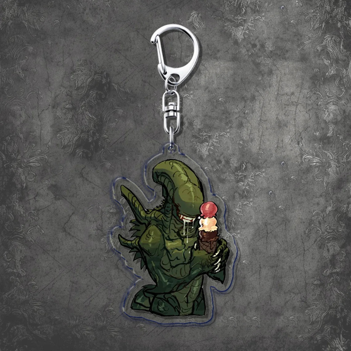 Horror Scary Classic Movie Keychain Key Chain Ring for Bag Xenomorph Sci Fi Keyring Jewelry Gamer Fans Gaming Gift