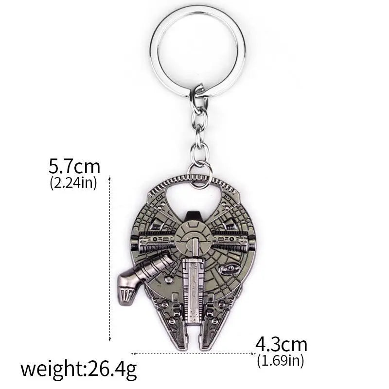 Star Wars Keychain Cartoon Millennium Falcon Spaceship Keyring Pendant Metal Bottle Opener Accessories Fans Gifts Toy