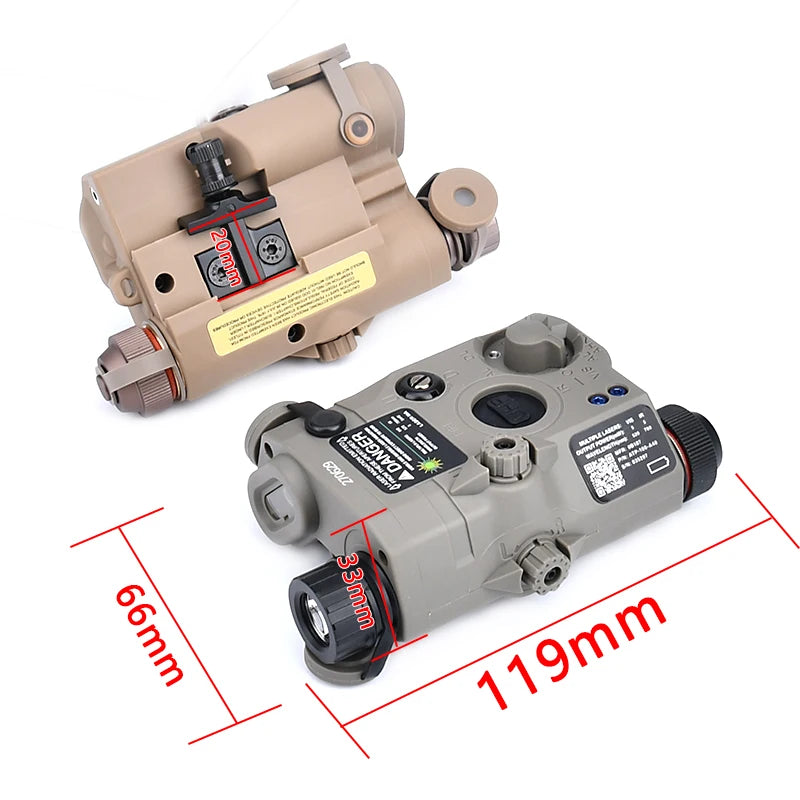 WADSN Tactical Airsoft PEQ-15 PEQ15 Tactical IR Illuminator Red Green Dot Sight Aiming Laser Pointer Hunting Weapon Light Fit 20