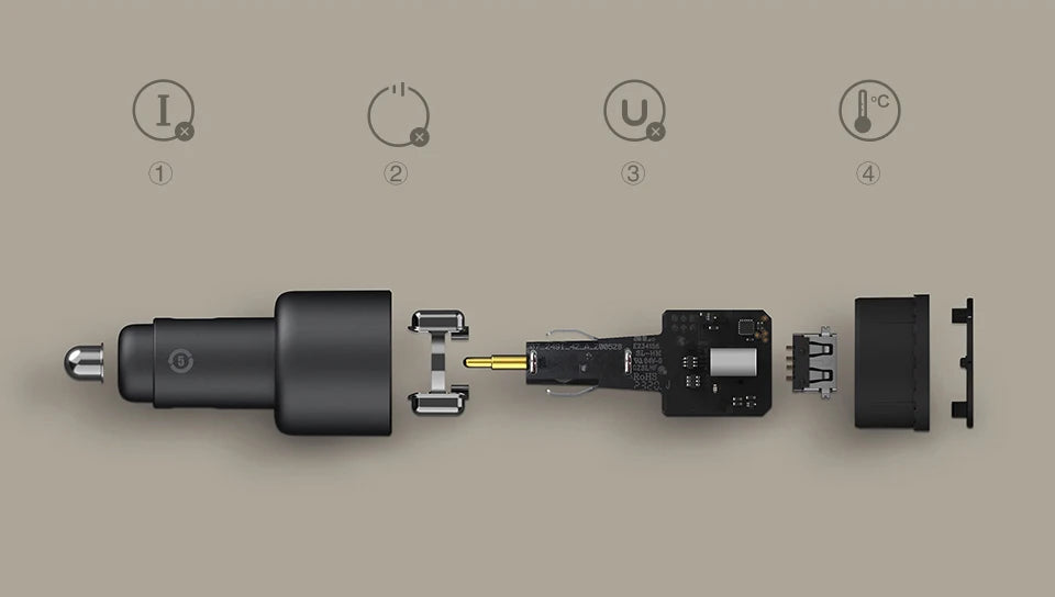 Xiaomi Mi Car Charger 100W MAX 1A1C Fast Charging Dual-port USB-A USB-C Smart Device Fully Compatible With Light Effect Display