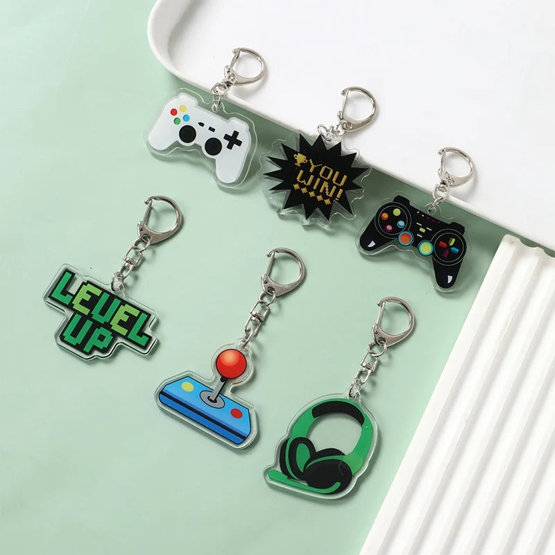 6Pcs Cute GamePad PVC Keychain Video Game on Theme Backpack Pendant for Boys Kids Birthday Game Night Party Favors Party Fillers