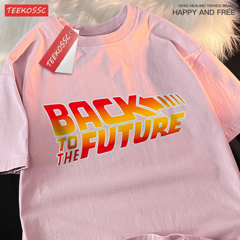 Back To The Future Movie Logo T-Shirt Men Women Cartoons Cotton Short Sleeve Shirt Summer Tshirt Hip Hop Breathable Clothing