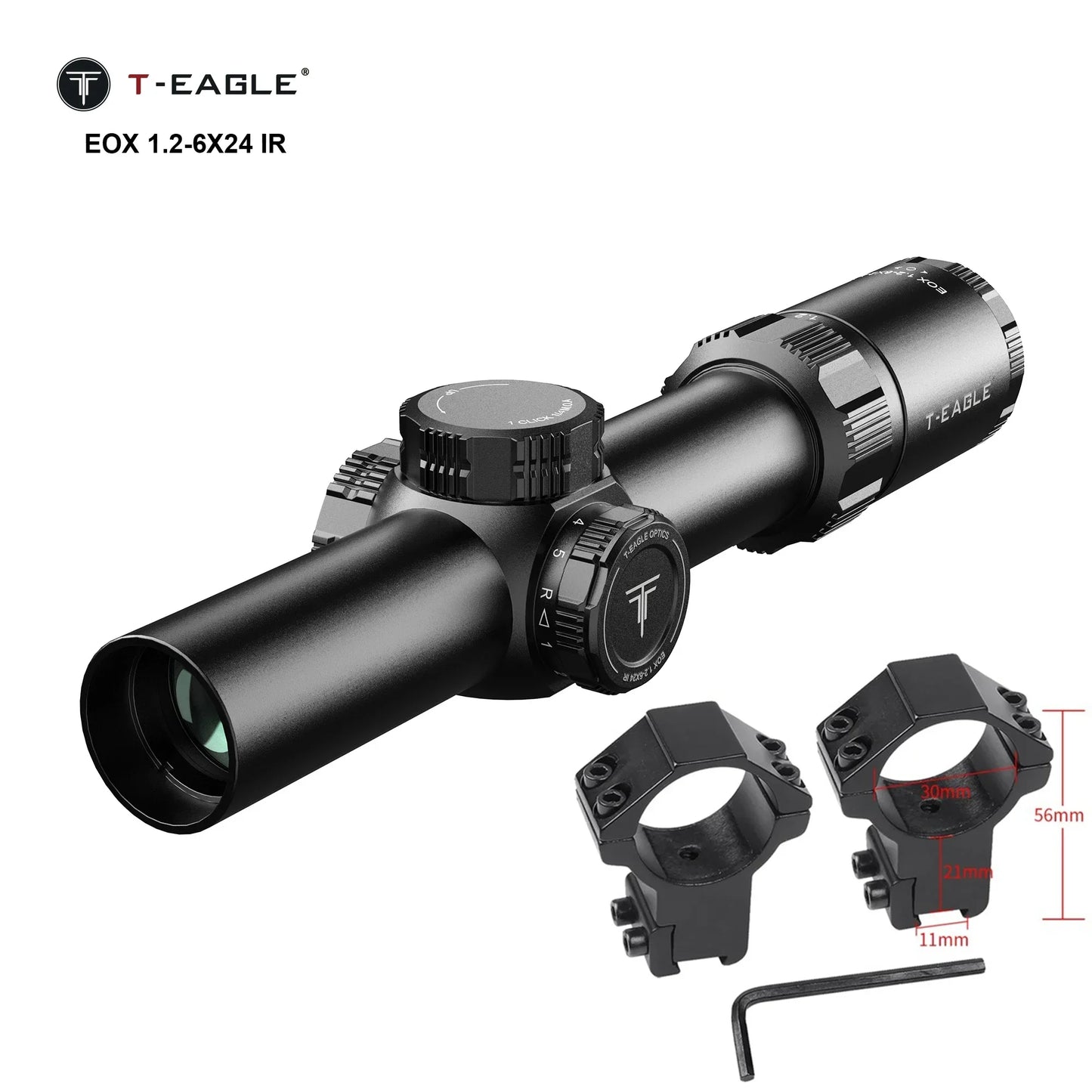 T-EAGLE EOX 1.2-6X24 IR Tactical Riflescope Hunting Spotting Rifle Scope Optical Collimator Air Gun Airsoft PCP Sight