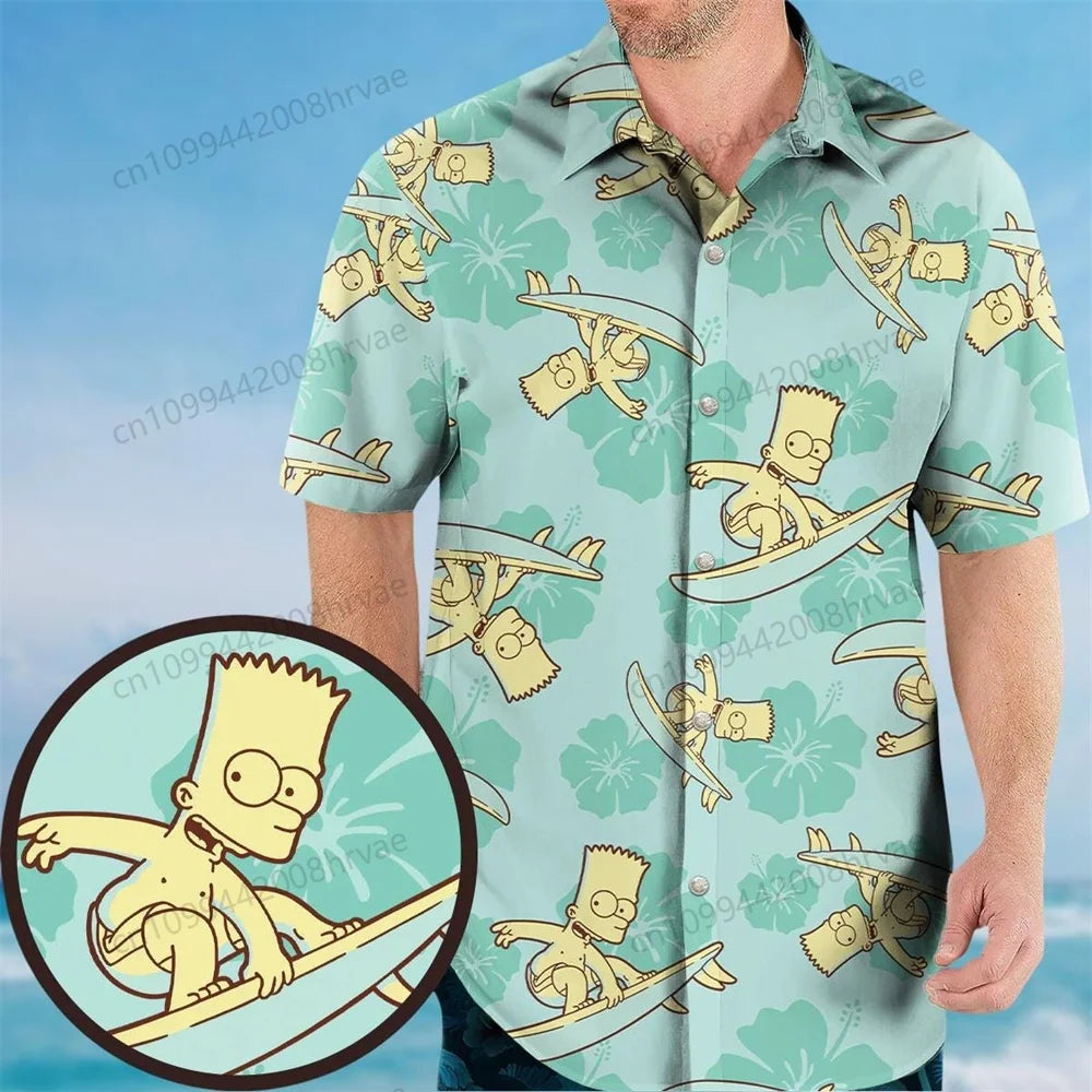 The Simpsons button down shirt, Homer Simpson in the bush shirt, Homer Hawaiian shirt, cartoon shirt for comedy lovers