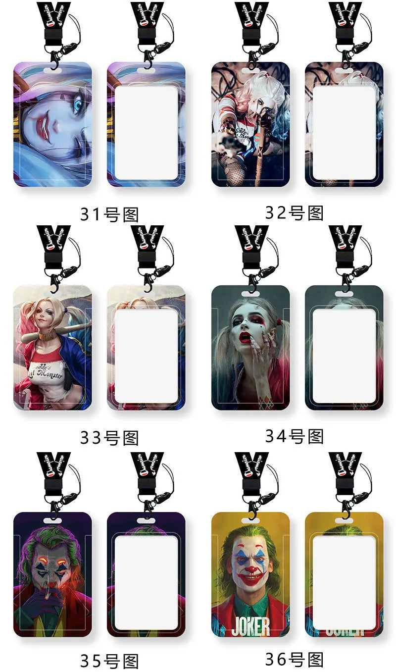 DC Joker Harley Quinn Anime Movie Periphery Student Campus Card Cover Creative Cartoon Lanyard Work Card Protective Cover Gifts