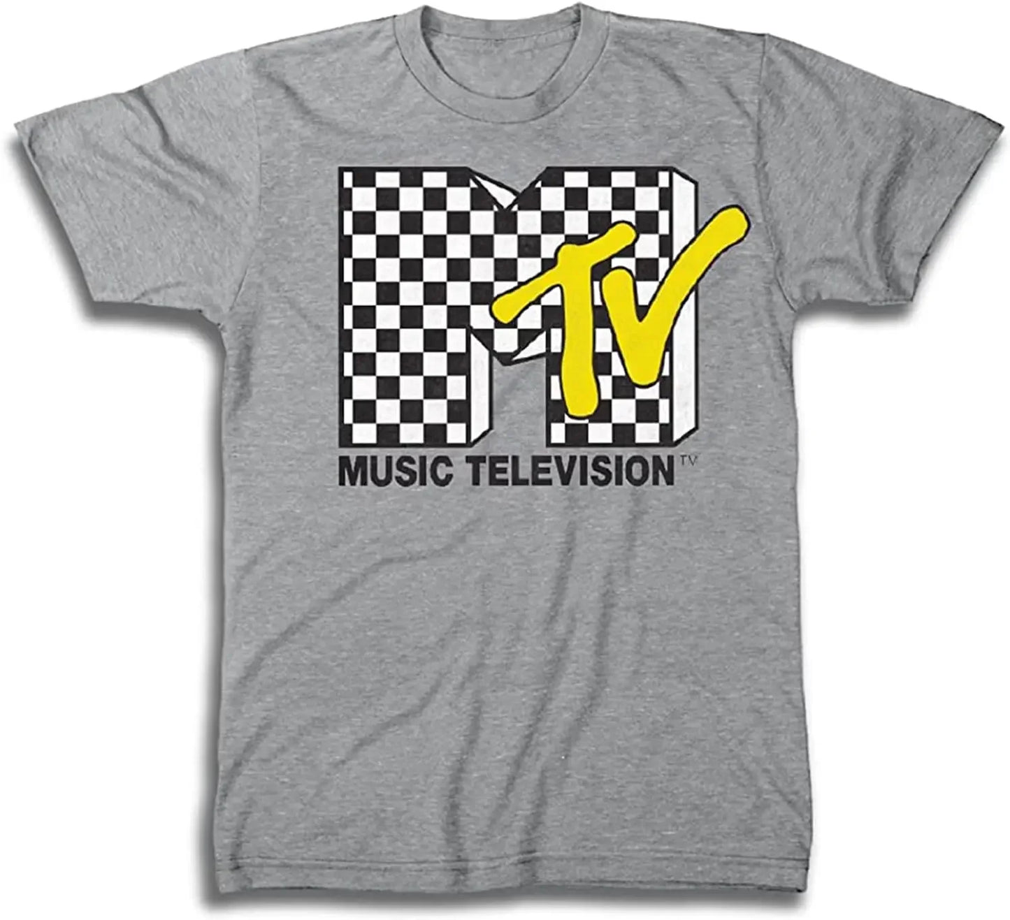 MTV Mens Shirt with Checkerboard  #TBT 1980's 1990'S Clothing  I Want My Music Television TShirt Men Print Streetwear
