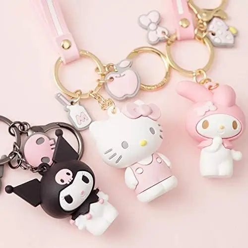 Cute Keychain Kawaii Anime Keychain, Hello Kitty, My Melody,Kuromi,Keroppi, Badtz-Maru, Cinnamoroll, Pompompurin
