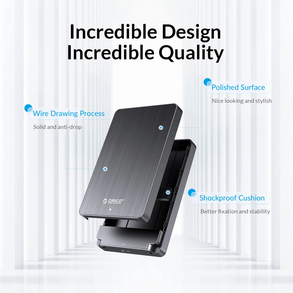 ORICO 3.5" HDD Case SATA to USB C 6Gbps External Hard Drive Case for 3.5 inch HDD Enclosure with 12V Power Adapter Support 18TB