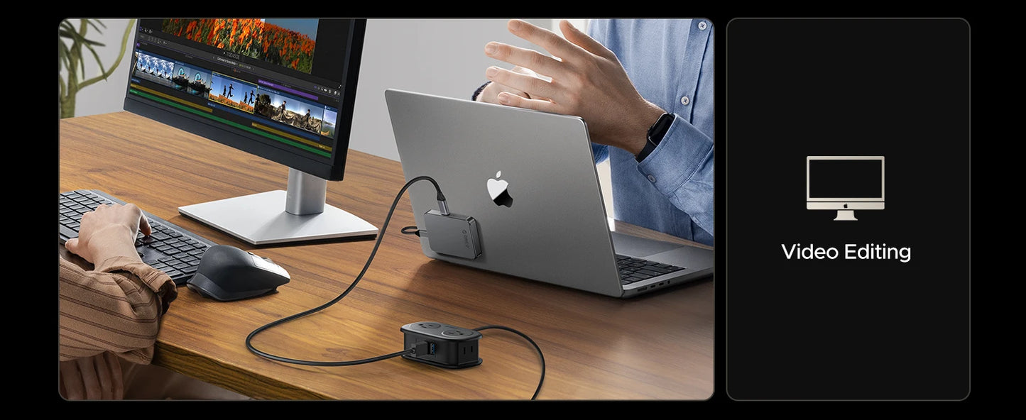 ORICO 1TB Magnetic SSD, PD100W Charging, 4K ProRes HDR, 1000MB/s USB 3.2, Portable External Drive for iPhone 16/15, Laptops