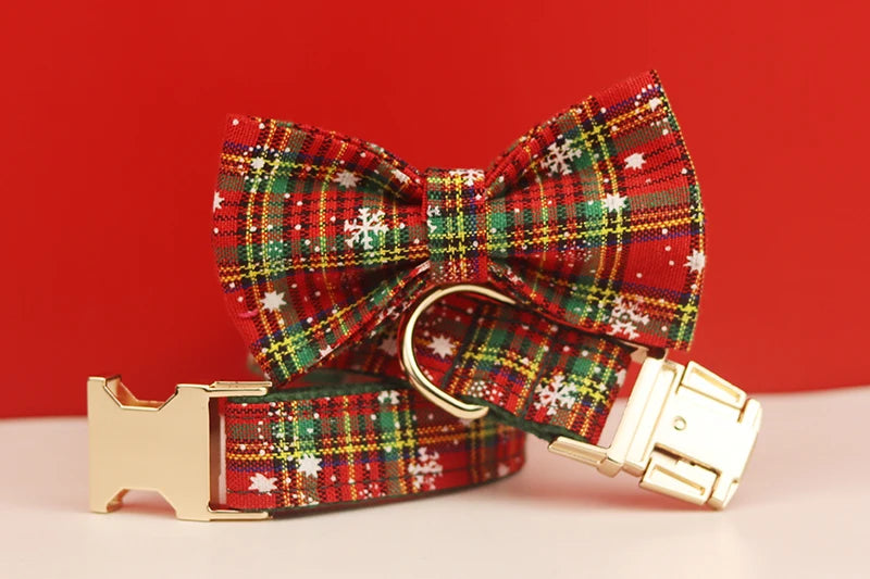 Pet dog collar Handmade knitted necklace Pet dog supplies Woven accessories Autumn Winter Christmas set