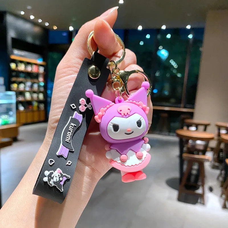 New Kawaii Sanrio Kuromi Keychain Pvc Doll Key Chain Cartoon Anime Cinnamoroll Bag Pendant Car Keyring Toys Kids Birthday Gift