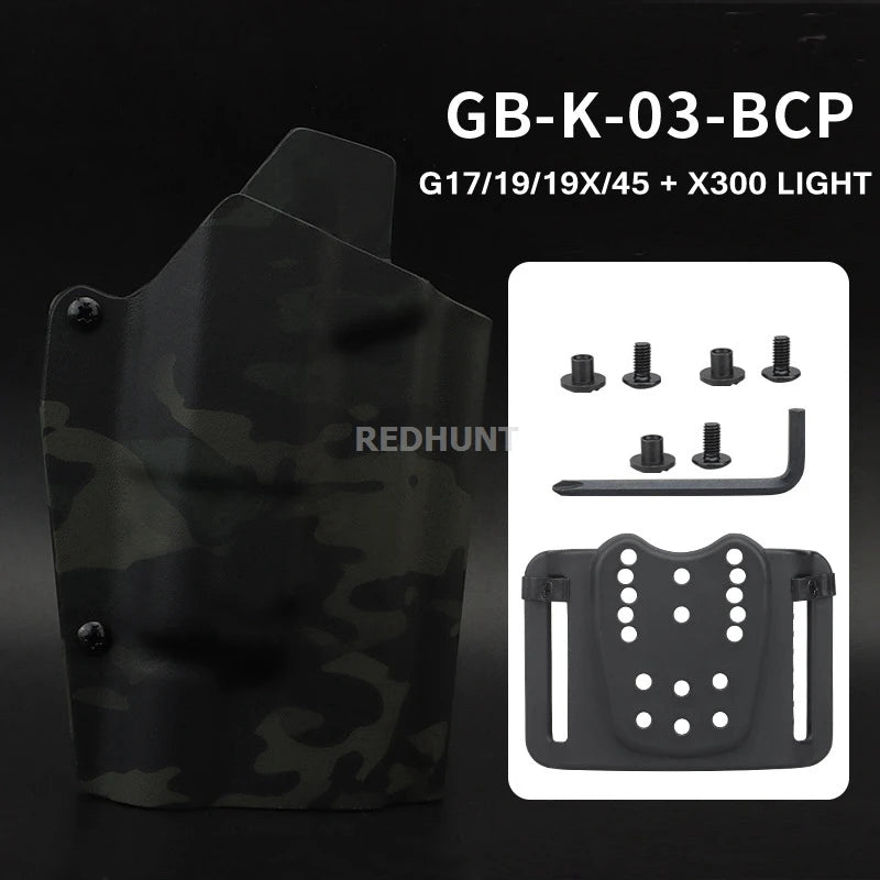 Hunting Gun Holster Kydex Pistol Case Light TLR-1 X400 X300 XC1 Bearing Waist Gun Bag for G17/19/19X/45/43/43X/20/29