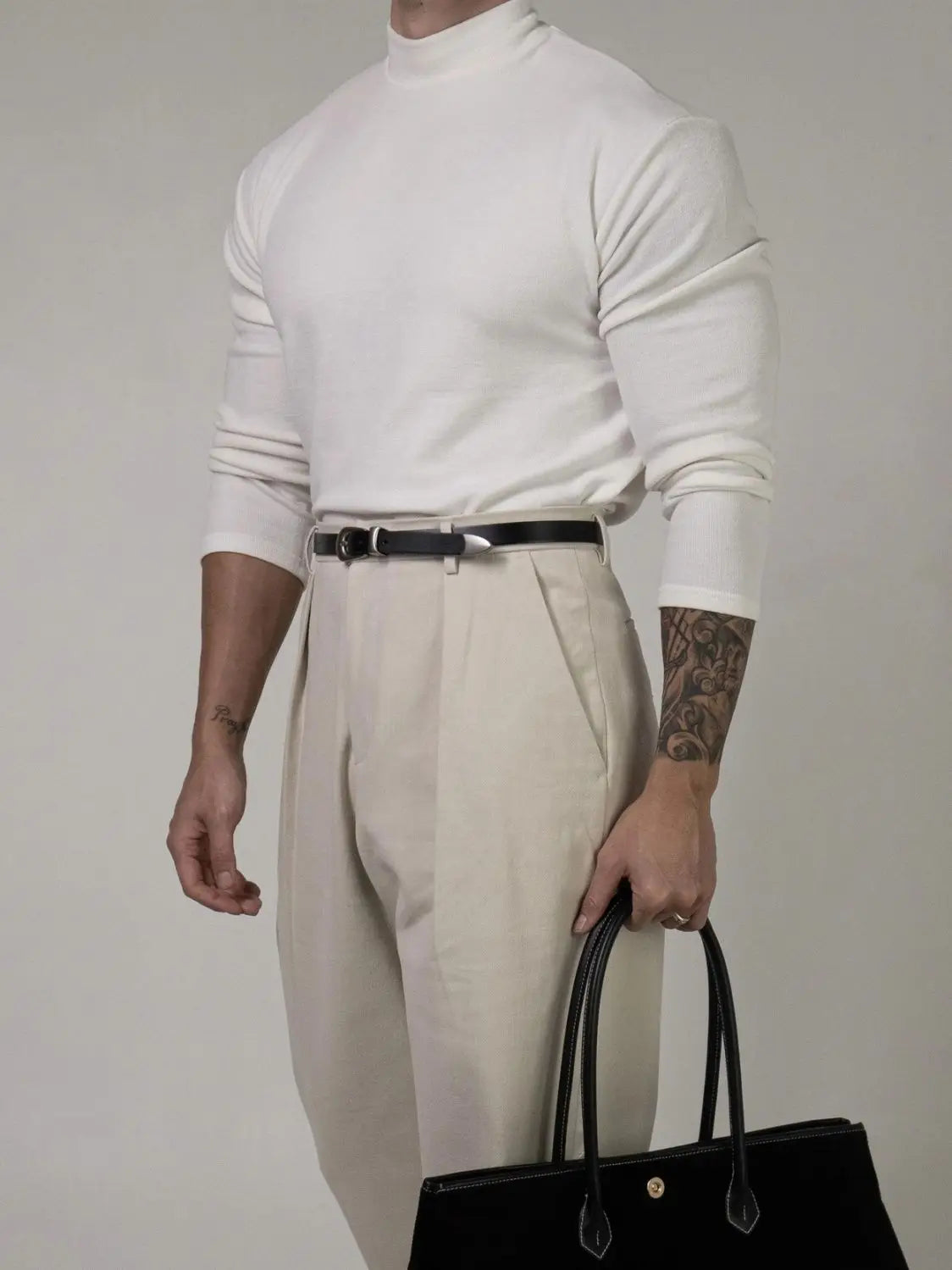 Fitness T-shirt Men's Clothes Spring Autumn Training Suit Threaded Turtleneck Slim Fit Sports Quick Dry Breathable Long Sleeves