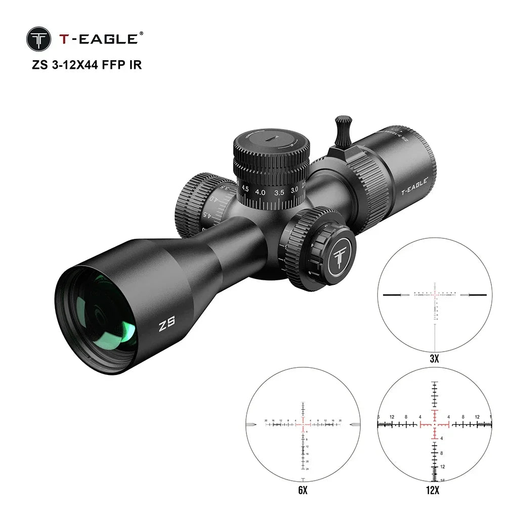 T-EAGLE ZS 3-12x44 FFP IR Rifle Scope Spotting Tactical Riflescope Strong Shockproof Air Gun Sight Hunting Optic Airsoft lunete