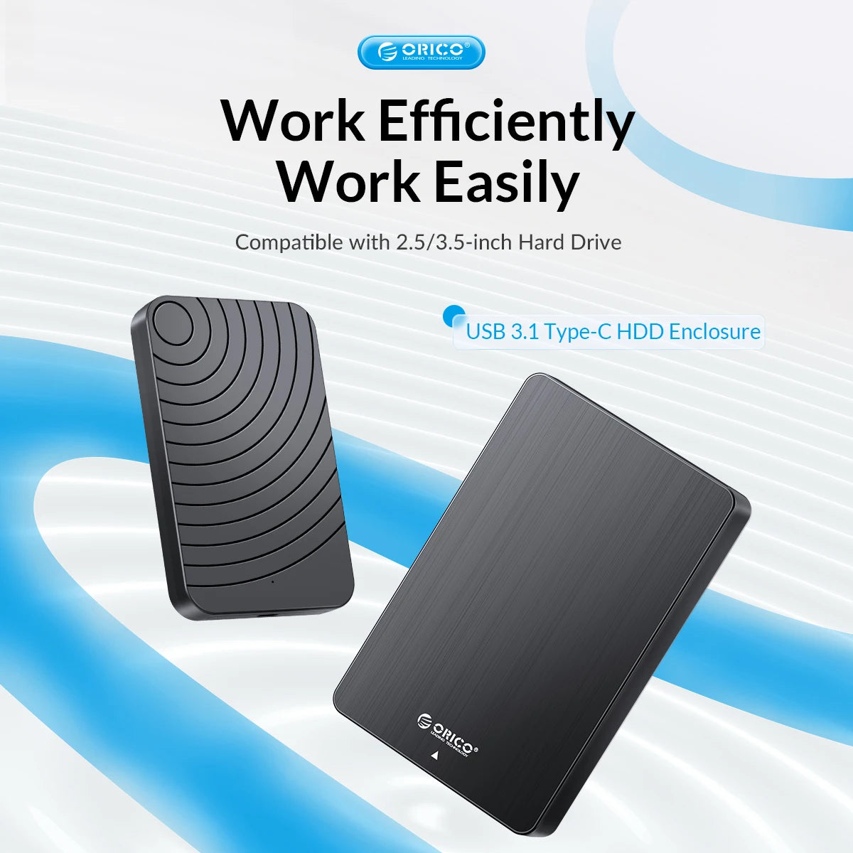 ORICO 3.5" HDD Case SATA to USB C 6Gbps External Hard Drive Case for 3.5 inch HDD Enclosure with 12V Power Adapter Support 18TB