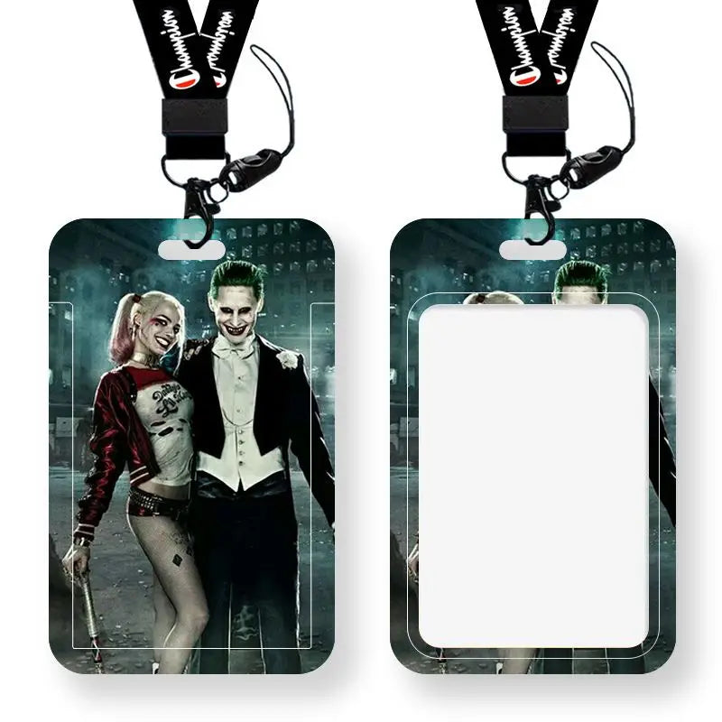 DC Joker Harley Quinn Anime Movie Periphery Student Campus Card Cover Creative Cartoon Lanyard Work Card Protective Cover Gifts