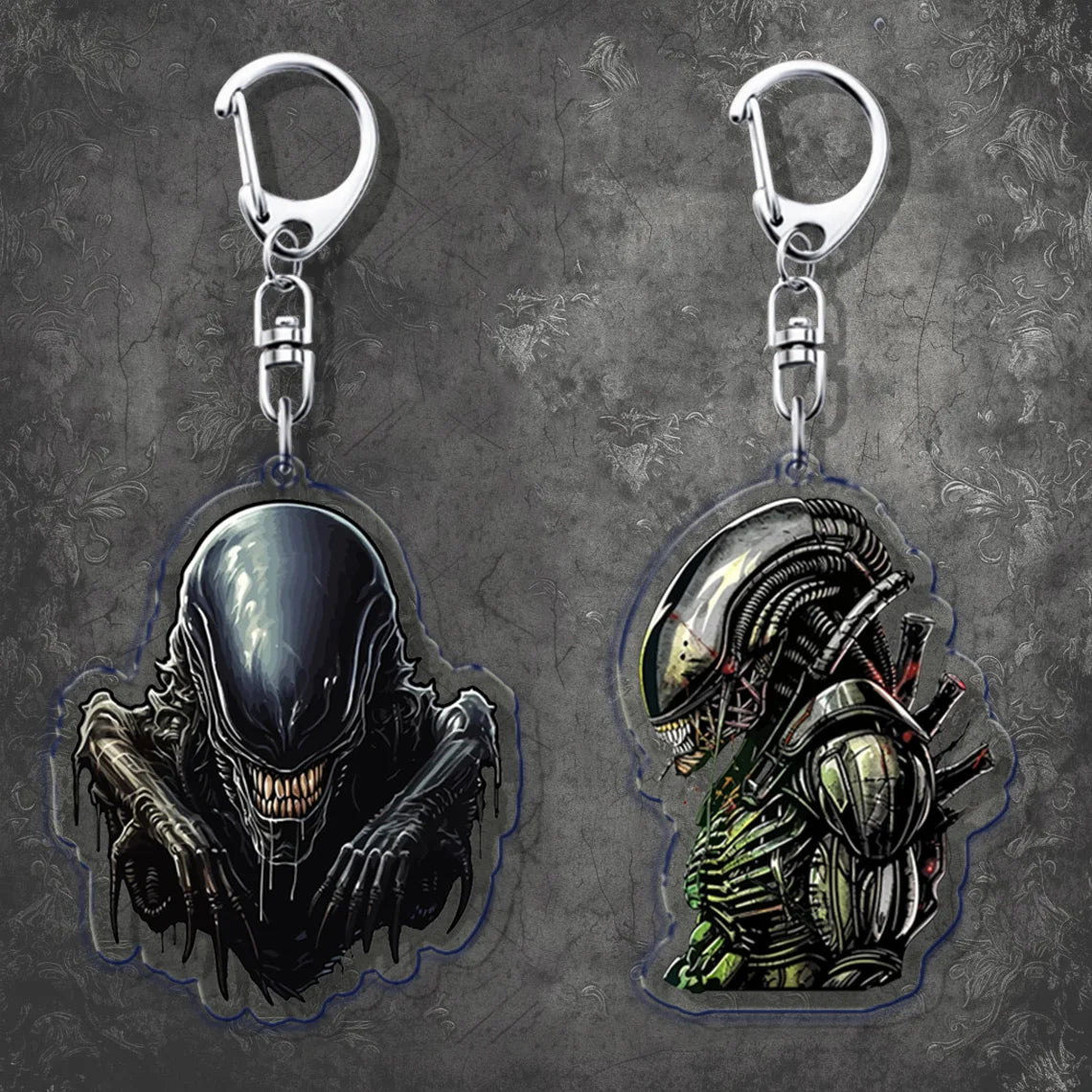 Horror Scary Classic Movie Keychain Key Chain Ring for Bag Xenomorph Sci Fi Keyring Jewelry Gamer Fans Gaming Gift