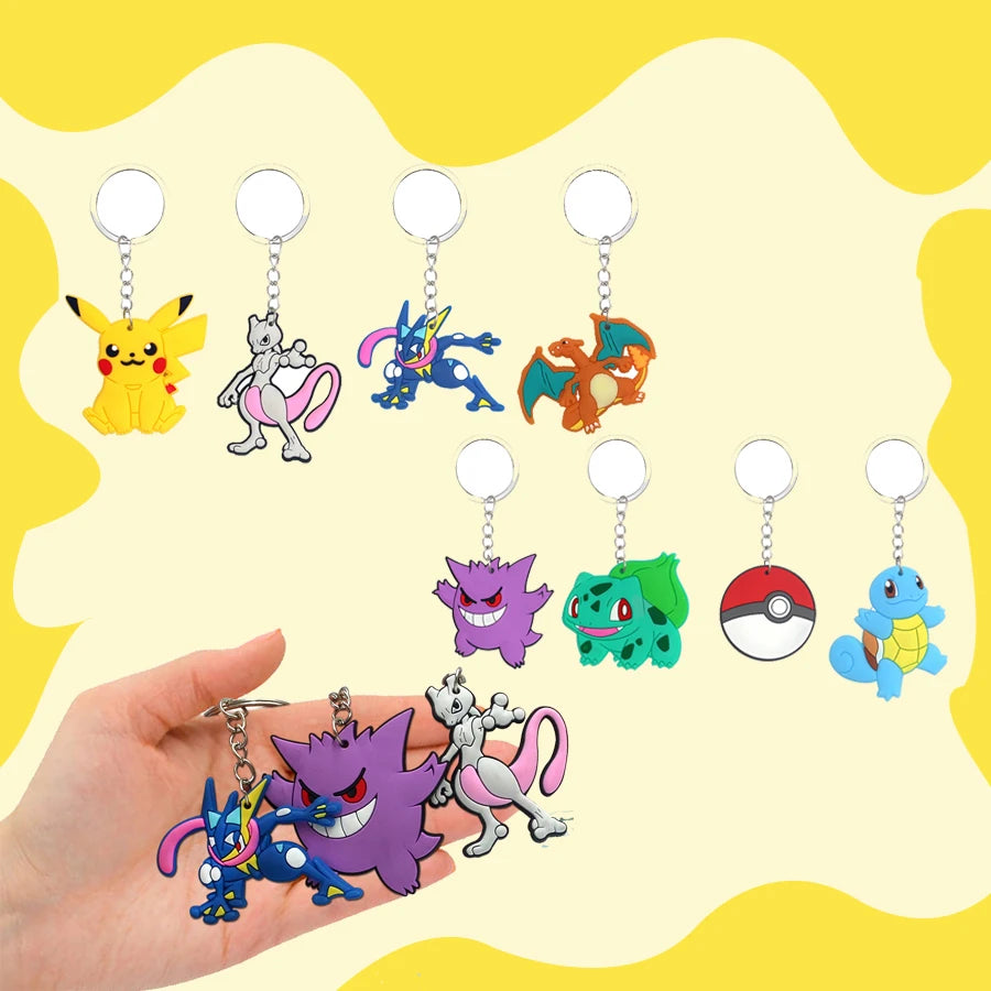 8/16 Pcs Pokemon PVC Keychain Anime Birthday Party Favors Gifts Keyring Bag Pendant Birthday Party Favors Supplies Decoration