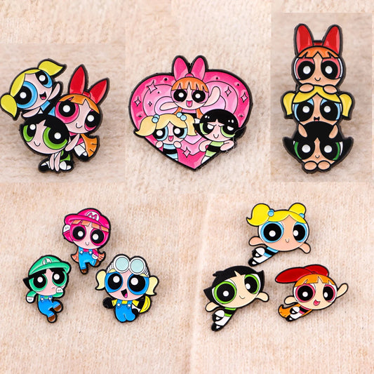 Cool Pink Cartoon Girls Women Brooches on Clothes Lapel Pins for Backpack Decorative Enamel Pin Bags Badges Jewelry Accessories