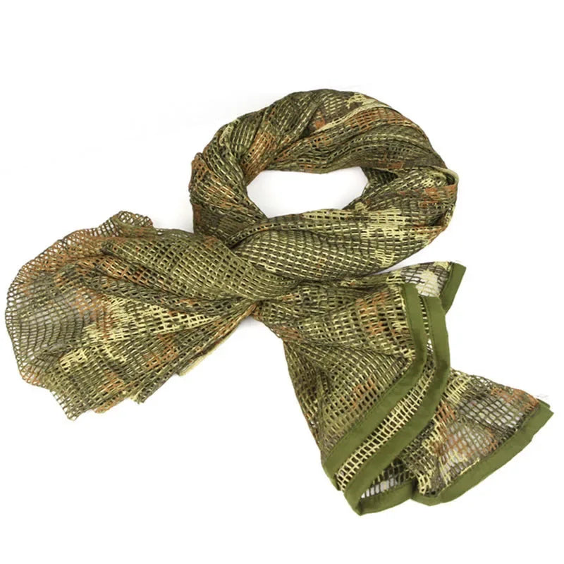 Tactical Mesh Breathbale Scarf Sniper Face Veil Camo Airsoft Hunting Cycling Hiking Neckerchief Mask Camouflage Outdoor Scarf