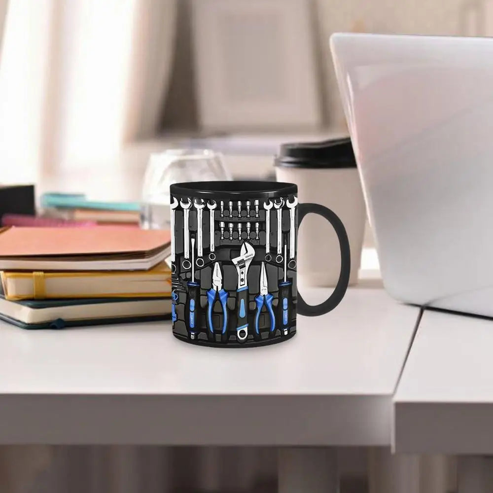 Mechanic Black Mug Black Ceramic Coffee Cup For Mechanics Large Toolbox Coffee Cup Tea Mug For Whiskey Beer Juice Soup Water