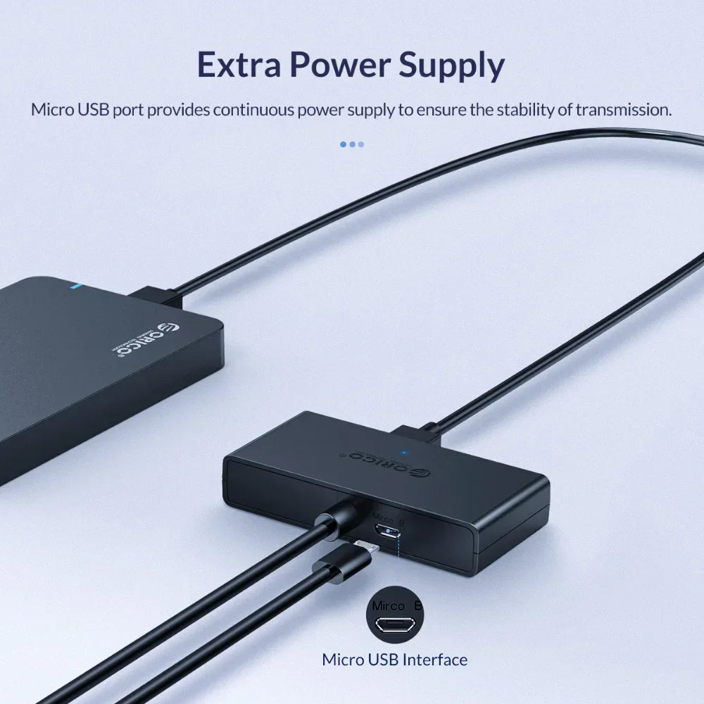 ORICO 4 Port USB 3.0 Splitter USB HUB With Micro USB Power Port Multiple High Speed OTG Adapter for Computer Laptop Accessories