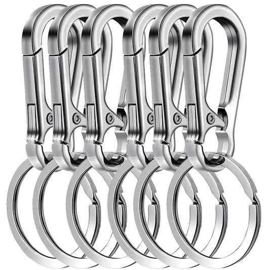 6Pcs Carabiner Clip Keychain Metal Carabiner Shape Key Ring Keyring Key Holder Clips Hook Holder Organizer for Car Keys Finder