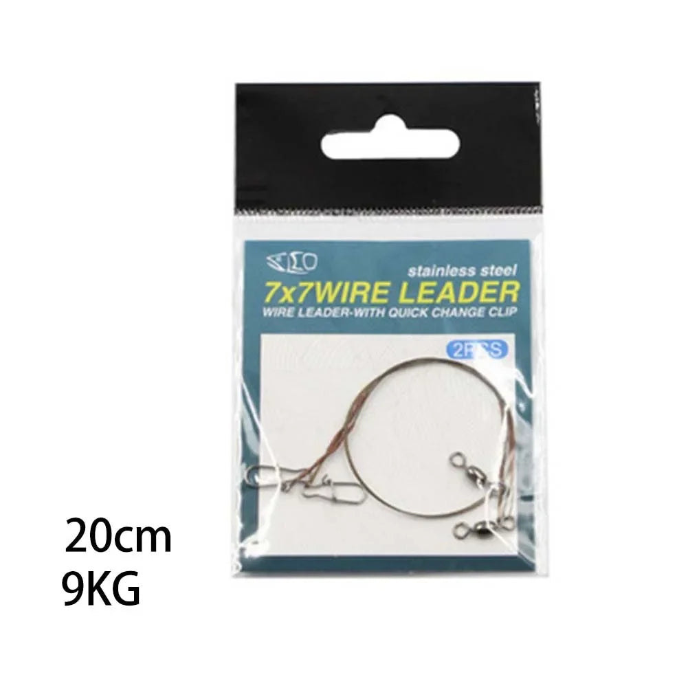 2Pcs/Pack Fishing Line Steel Wire Leader With Snap And Swivels Wire Leadcore Leash Saltwater Fresh Water Carp Fishing Gear