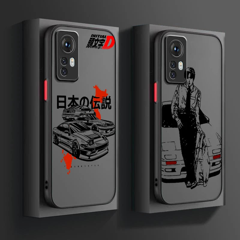 Initial D Anime Art Car Cool Frosted Translucent For Xiaomi Mi 13 12 12T 11T 11 11i 10T 10 9T Pro Lite Ultra 5G Back Phone Case