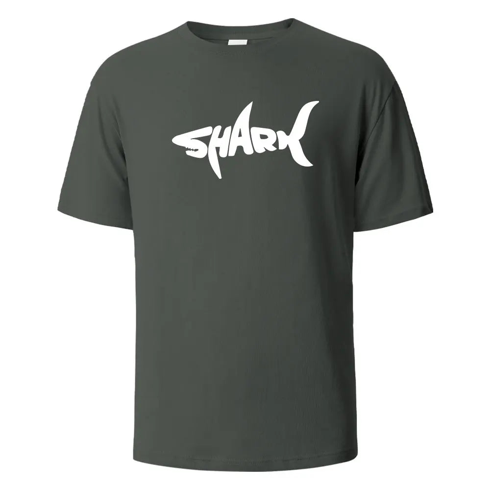 Shark Print T-Shirt 100% Cotton Summer Tees For Men Women Oversize Casual Tops