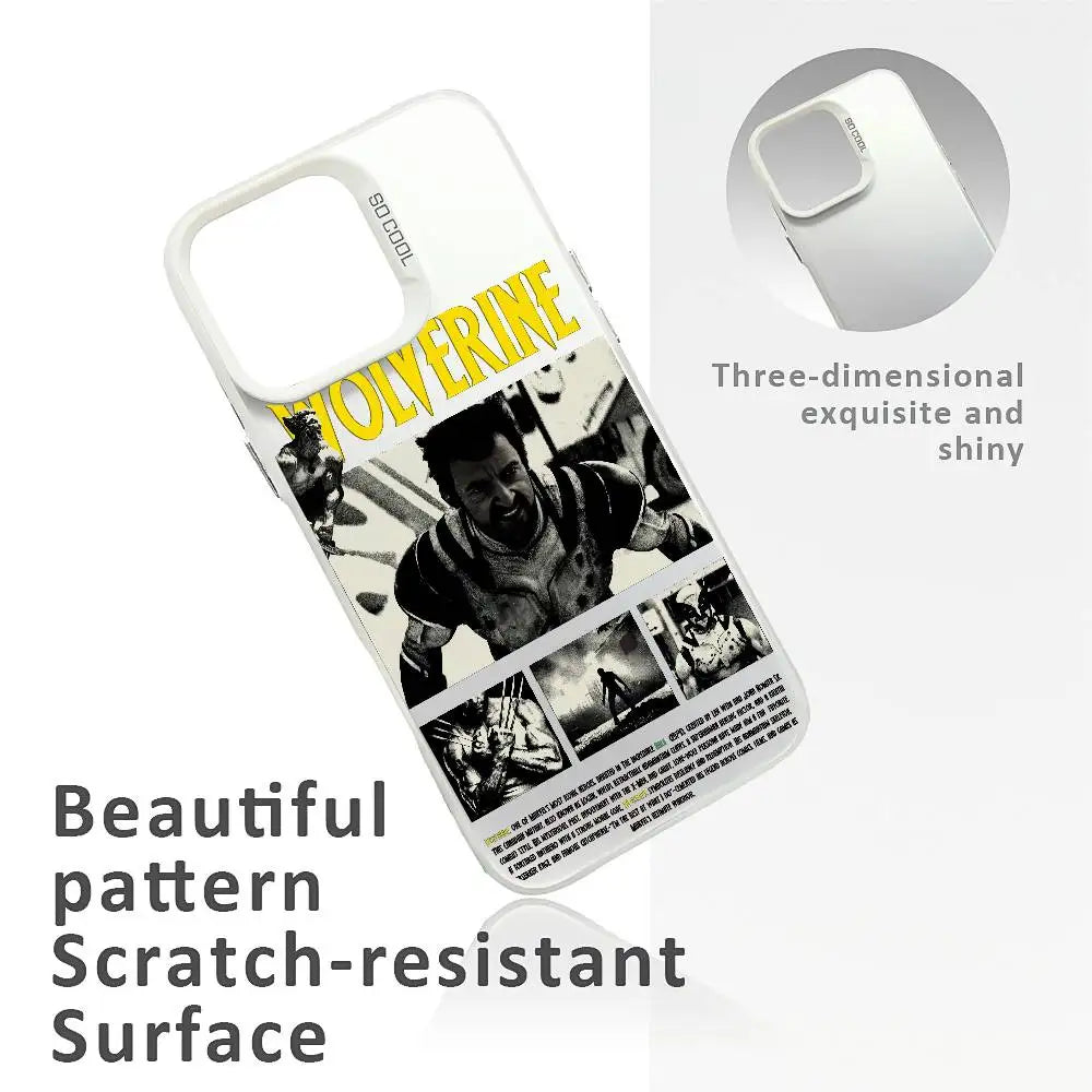 Fashion Wolverine Comic Phone Case For IPhone 16 15 14 13 12 11 Plus Pro Max Multicolor Aurora Laser Shockproof Funda Cover