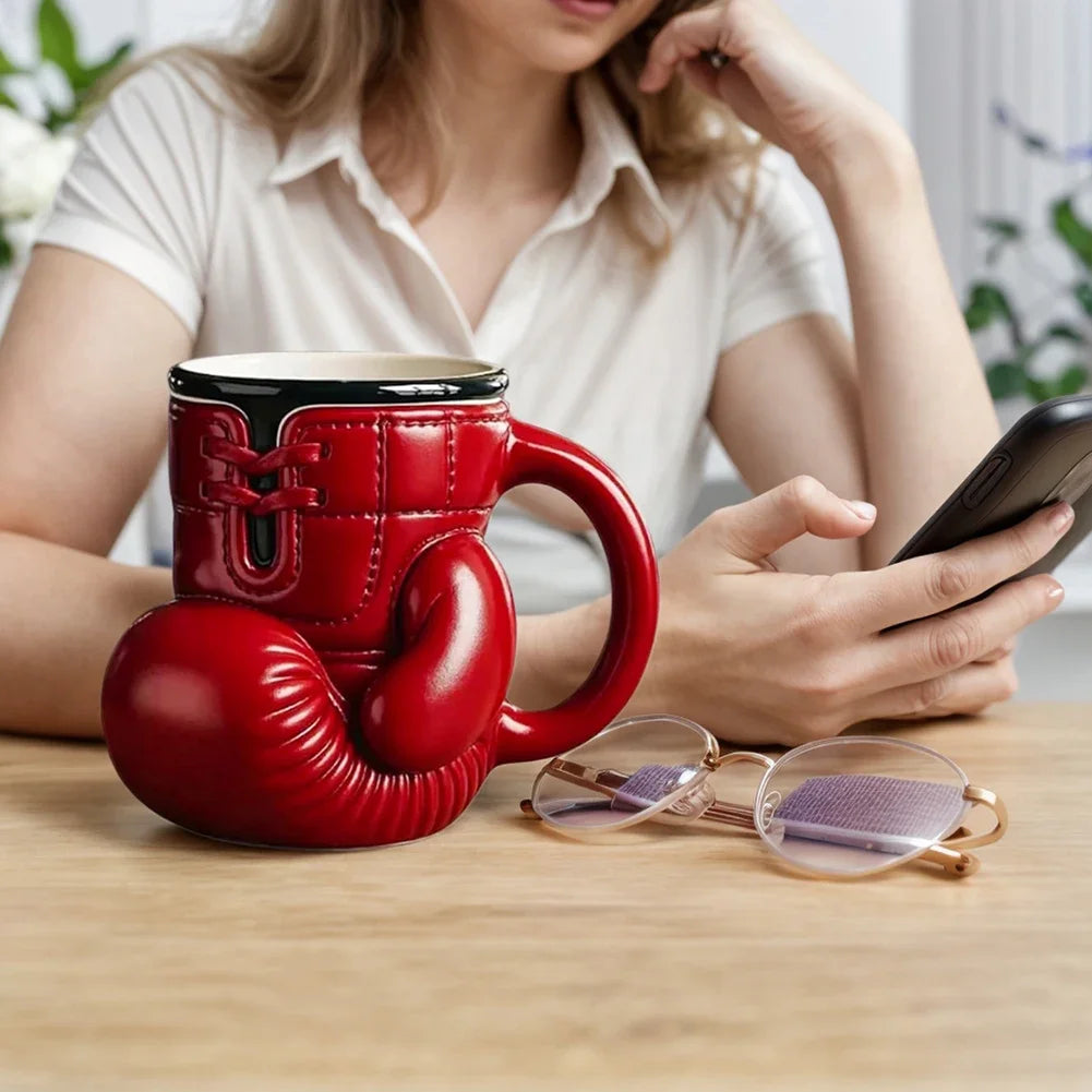 Newest Boxing Glove Mug Sport Themed Coffee Cup Funny Drinkware Kitchen Desktop Container with Handle Creative Home Gifts